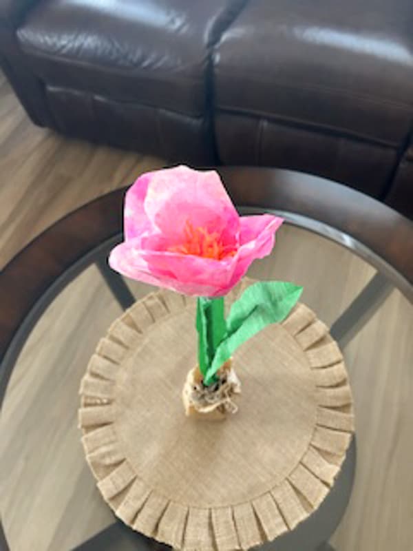 Tami's Giant Paper Tulip on Coffee Table