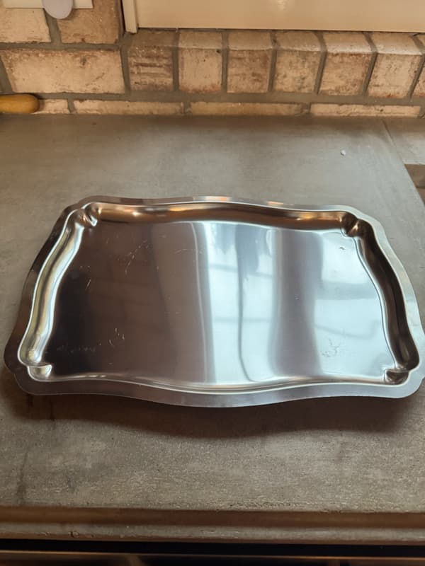Thrifted Silver Tray Before Makeover