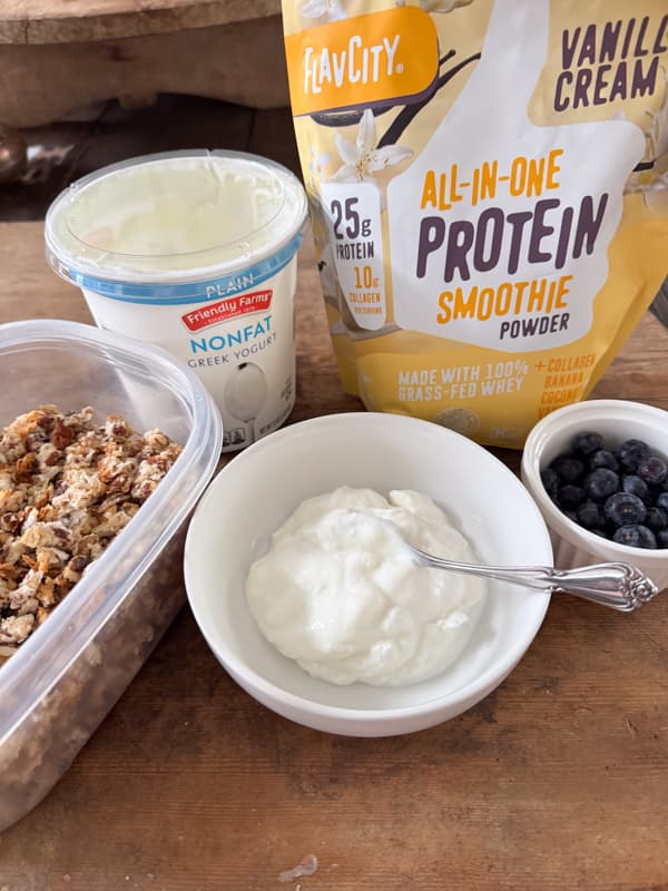 Yogurt Berries Granola for High Protein Breakfast Ingredients