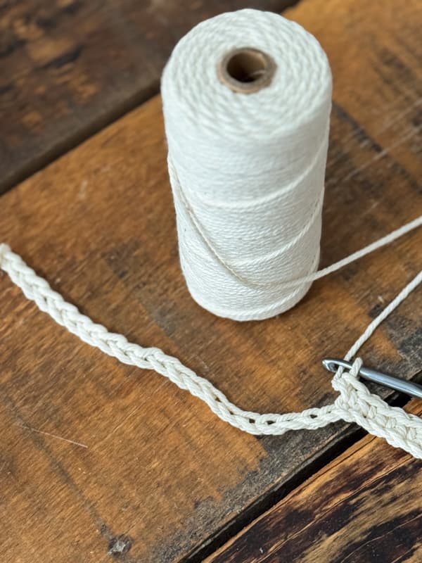 Cotton Cording and crochet chain stitch with crochet hook