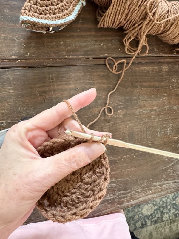 half double crochet with 3 loops on needle