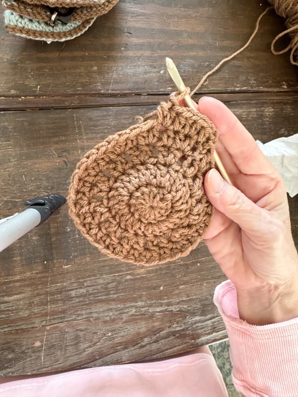half double crochet on row two
