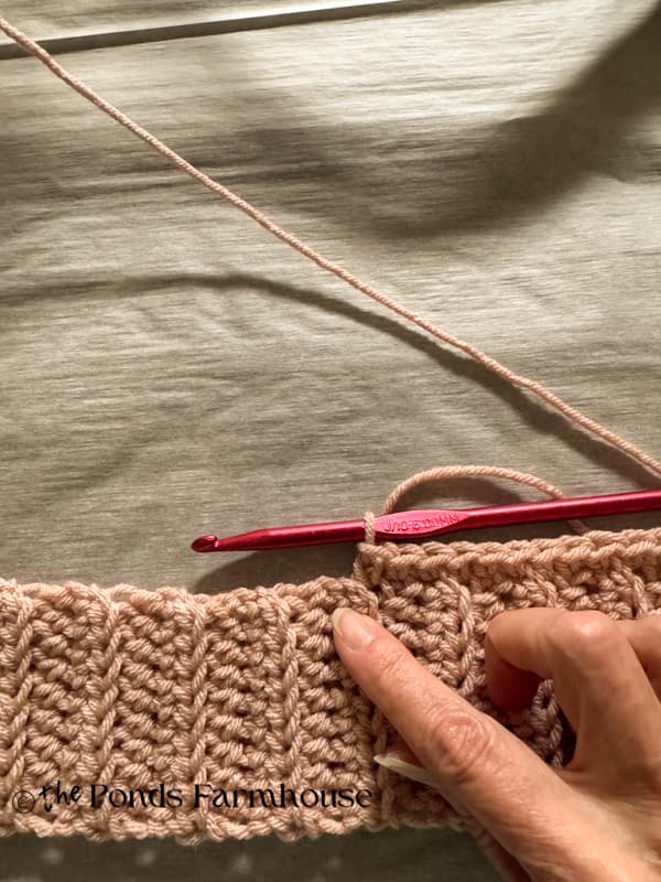 single crochet on rough edge of scarf