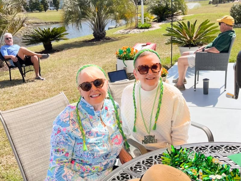 Angie & Rachel With St. Patrick Day Headbands at Barbs House