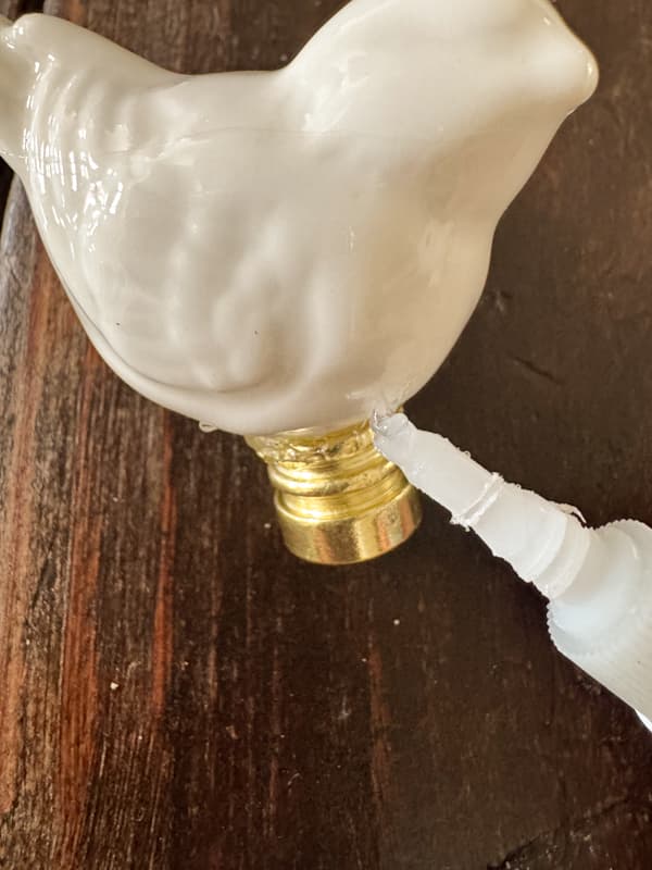 Bird Finial - Apply glue along the edges