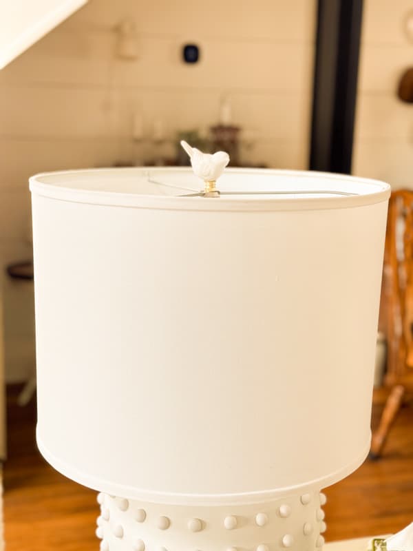 DIY Bird Finial on DIY Hobnail Lamp - Ballard Designs Look Alikes