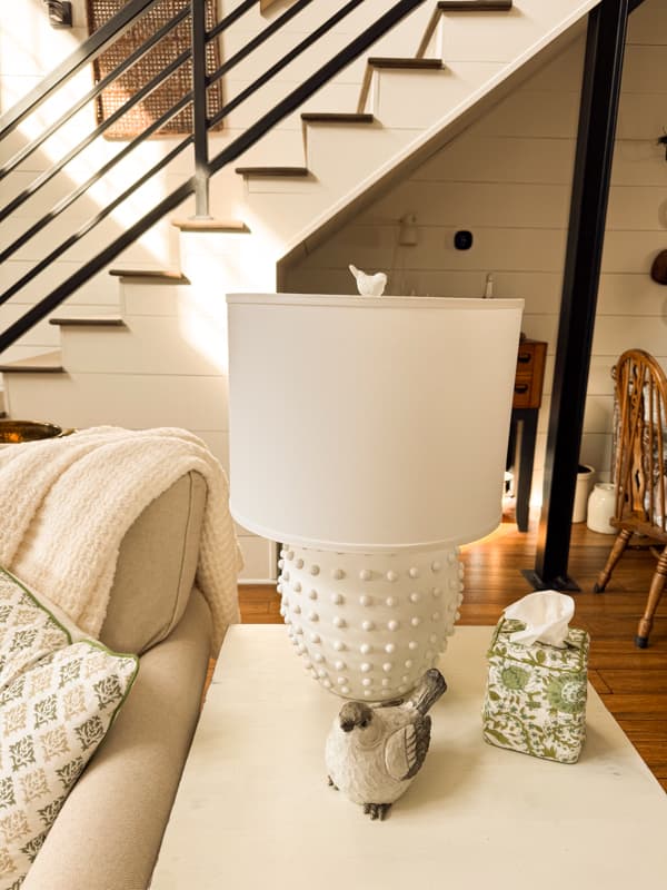 Modern Heritage Style with DIY Bird Finial and Hobnail Lamp Both Ballard Designs Hacks