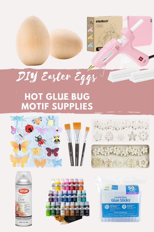 DIY Easter Eggs With Hot glue Bug Motifs Supplies