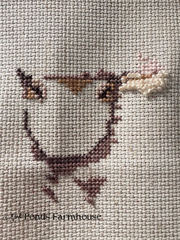 Fluffy Lamb Cross Stitch Pattern - Fill in around the face first. 