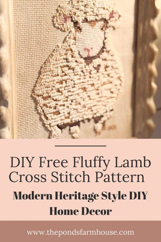 Free Fluffy Lamb Cross Stitch Pattern - Modern Hertifage Style DIY Decor