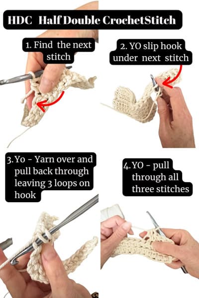 Half Double Crochet Stitch instructions