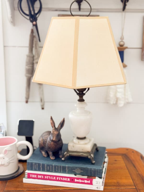Thrifted marble & Brass small lamp for home office desk update