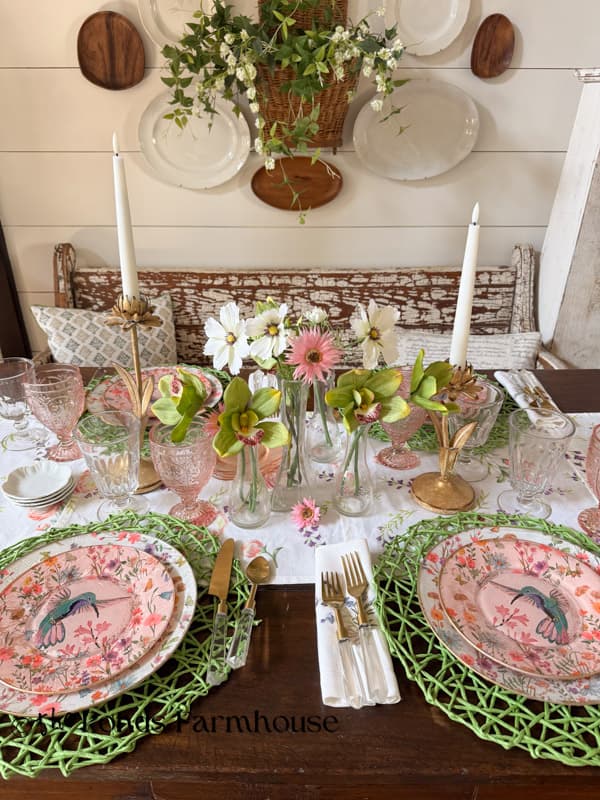 Pottery Barn Dupe Tablescape with reverse napkin decoupage DIY plates
