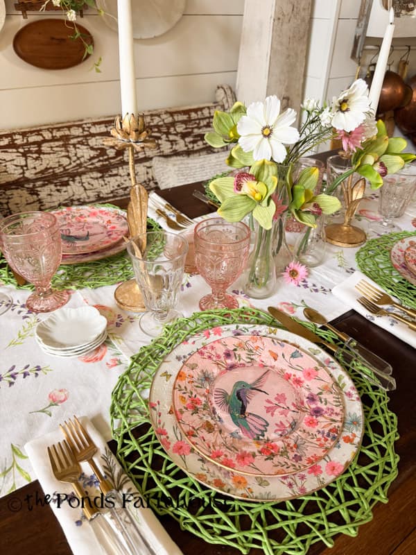 Pottery Barn Dupe Reverse Napkin Decoupage on clear plates