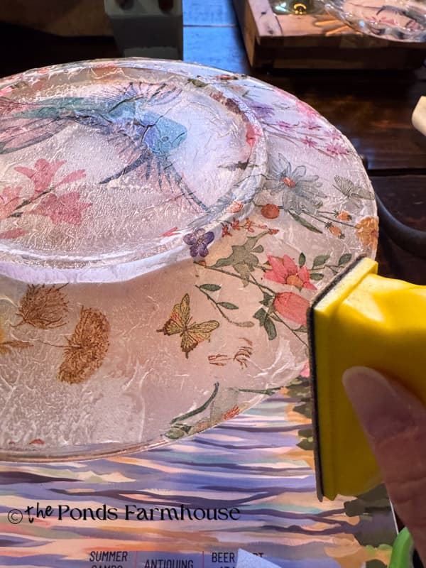 remove excess napkin from edges with finger sander