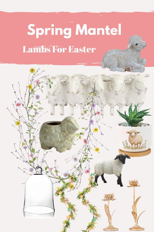 Spring Mantel With Lambs for Easter