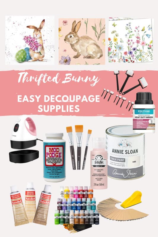 Thrifted Bunny Easy Decoupage Supplies
