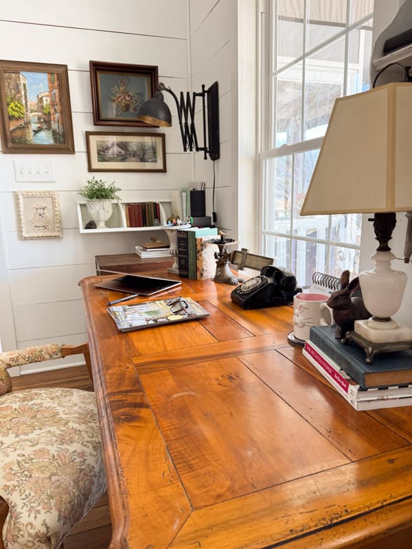 Top of French Provincial writing desk - thrift Store find