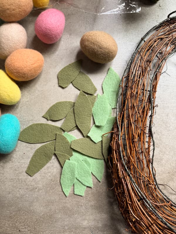 hand cut green felt leaves 