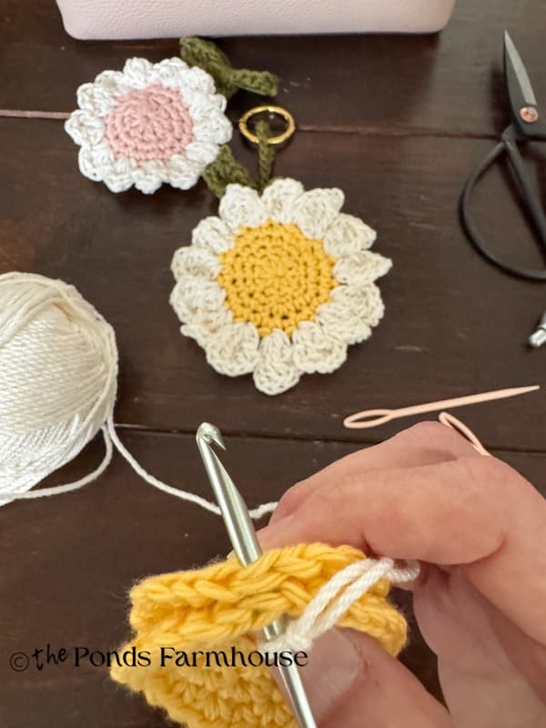 stitch two centers together with SC 