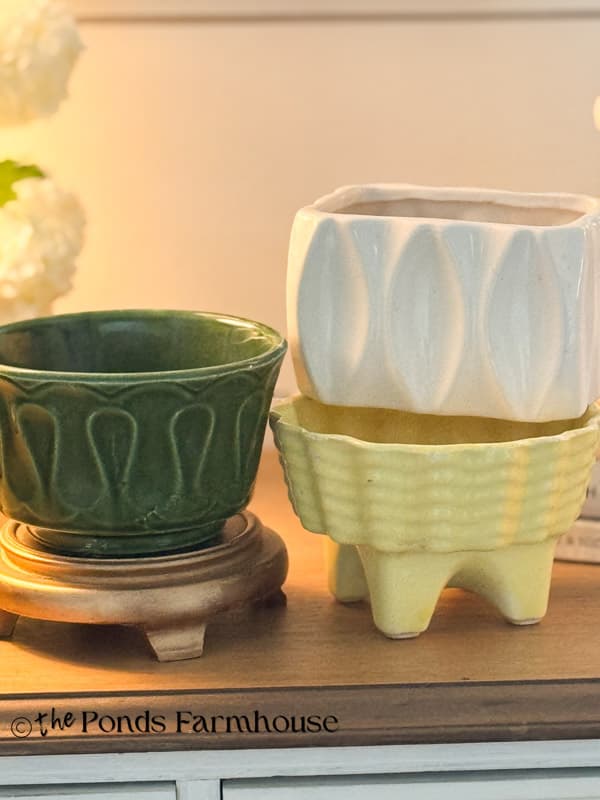 colorful vintage and thrift store planters