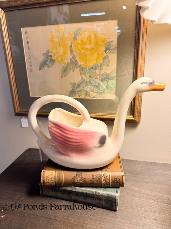 vintage Swan Planter - Granny Chic Thrifted Decor