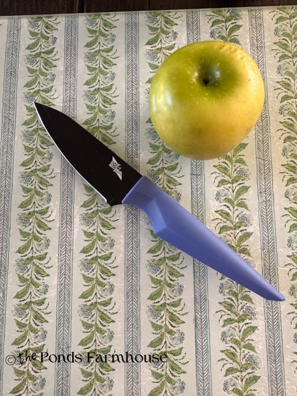 close up of DIY reverse napkin decoupage cutting board