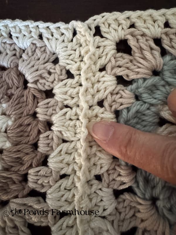 Exposed chain stitch joining granny squares
