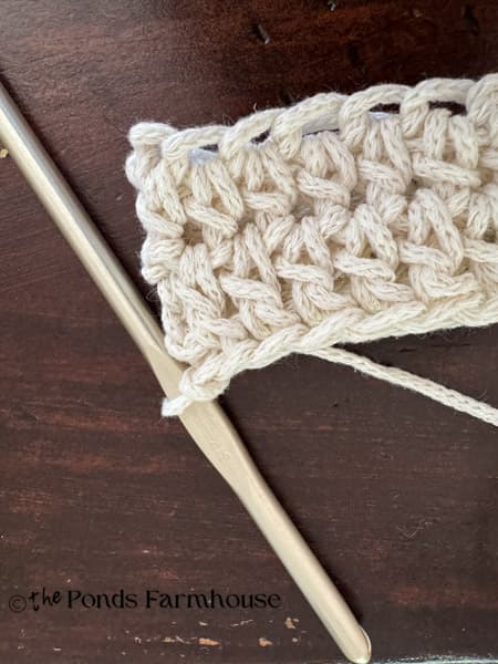 one row of hdc and one row of dc added to chain