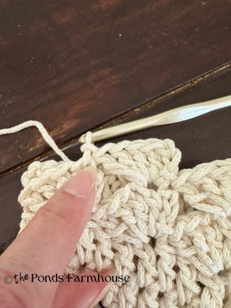 sl st to secure the fan stitches together at top of chain 3.