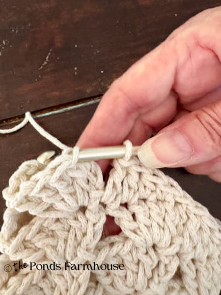 sl st fans together at top of fan in the top of the chain 3