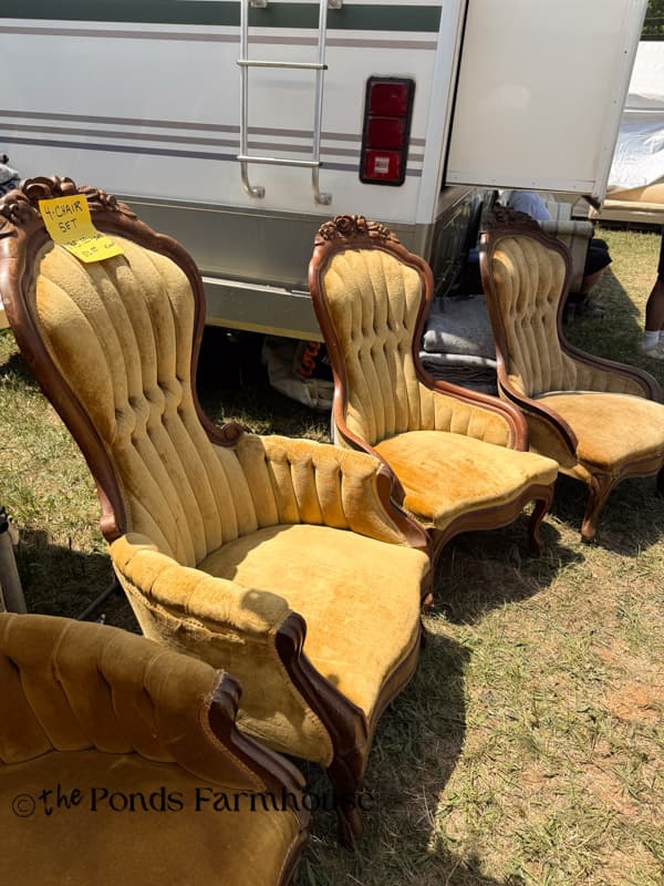 antique chairs in gold finish at Liberty Antique Festival