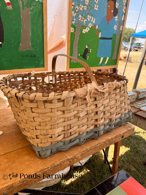Large broken basket at antique show