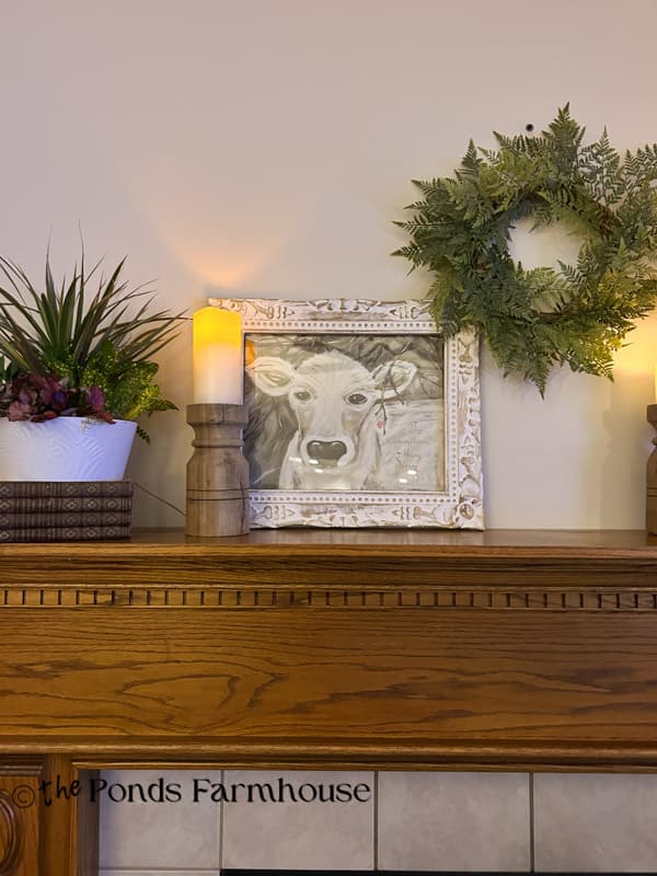 Sophie, Promise of Spring Cow Print on Lisa Jones Mantel