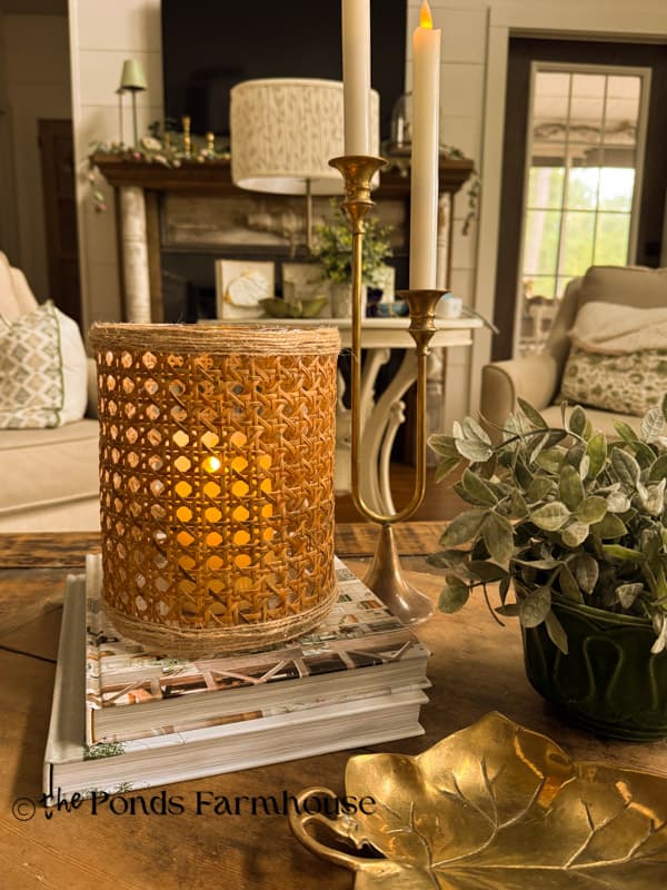 Serena & Lily Candleholder dupe on coffee table 