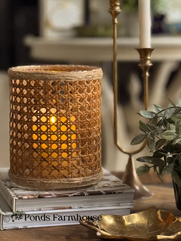 Serena & Lily Vase Duep with candle on coffee table