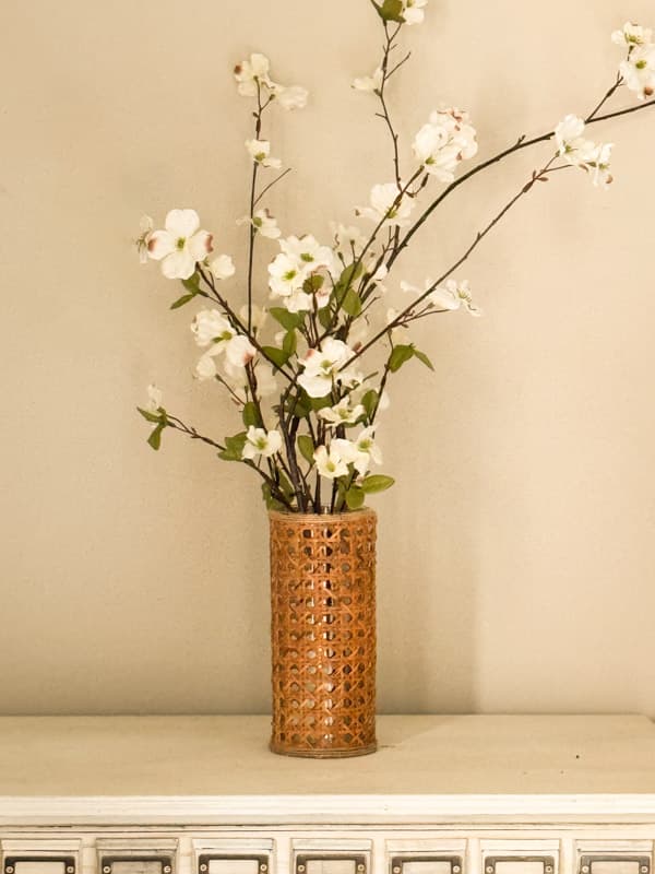 Serena & Lily Coastal Vase Dupe with dogwood stems