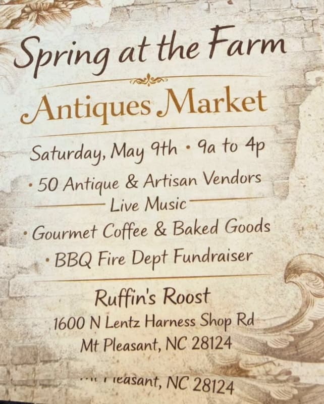 Spring at the Farm Antiques Market flyer