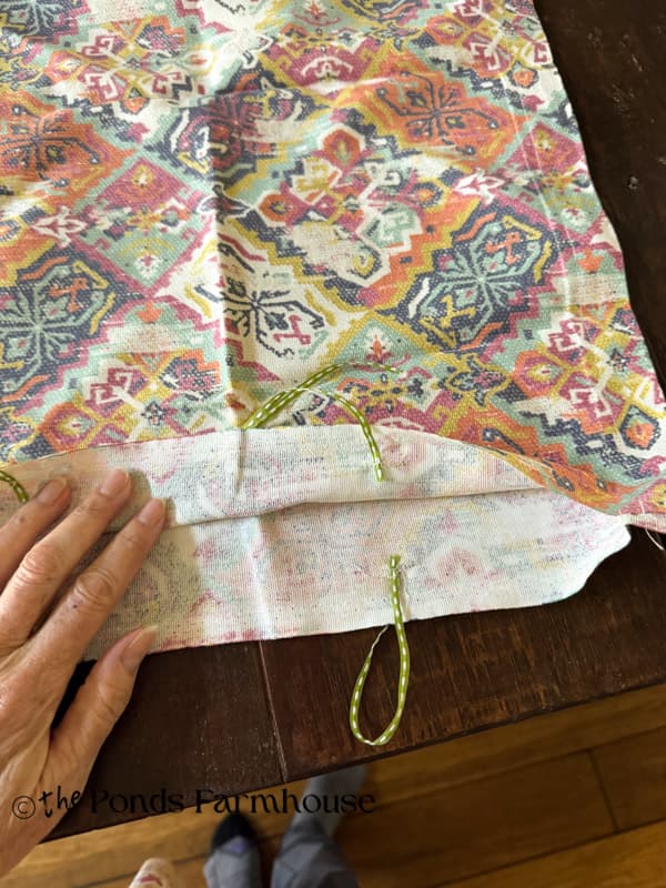 Add ribbon to make ties on the open end of the pillow cover