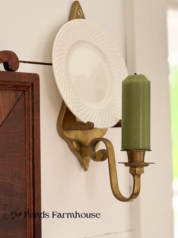 vintage brass wall sconce with plate holder