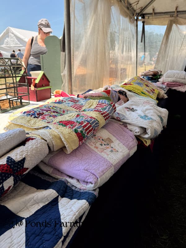vintage quilts for sale at antique festival