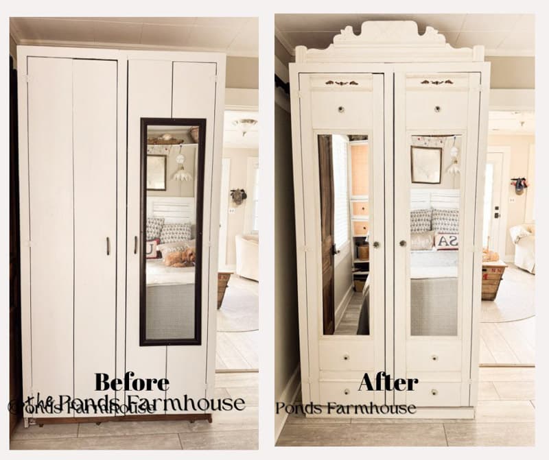 Before and After Antique Inspired Armoire Transformation