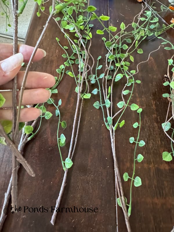 cut greenery into smaller pieces