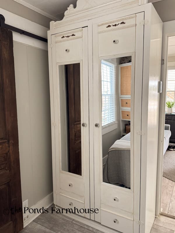 Old wardrobe transformed into an antique looking armoire