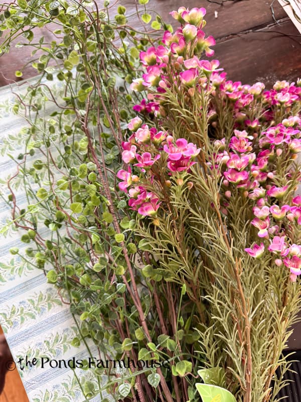Faux Flowers & greenery for Summer Wreath