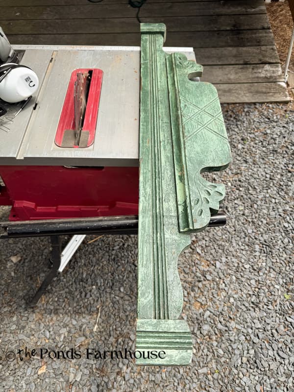 antique bed pediment ready to add to top of old wardrobe