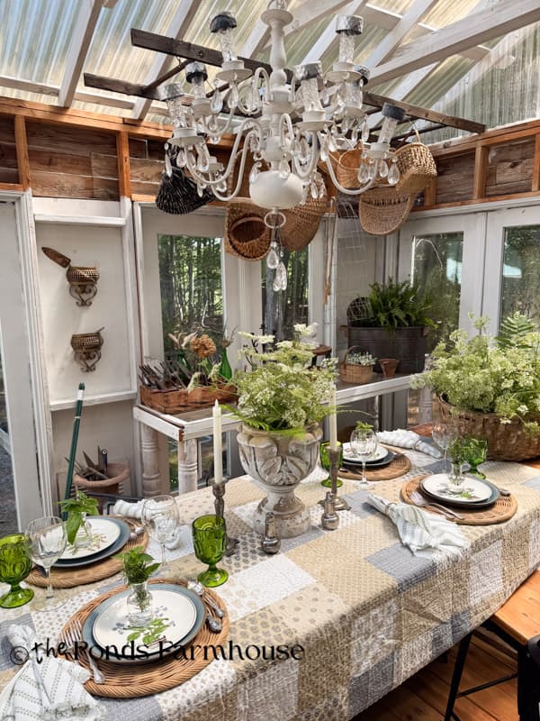 Creative Summer Garden Party Tablescape with thrifted tableware & botanical theme