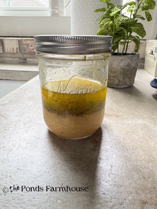 Homemade Lemon vinaigrette in jar