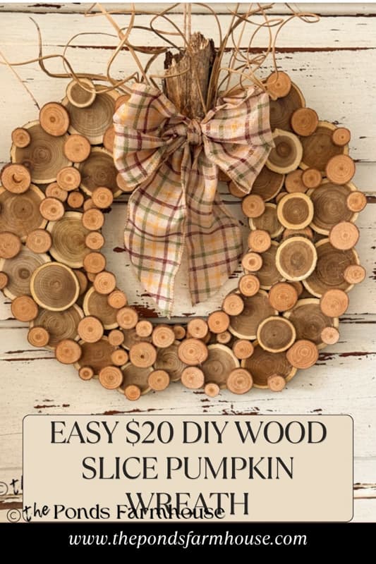 Easy $20 DIY Wood Slice Pumpkin Wreath
