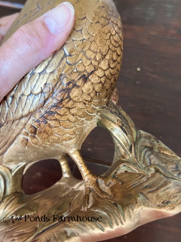 add dark wax to antique the pheasant